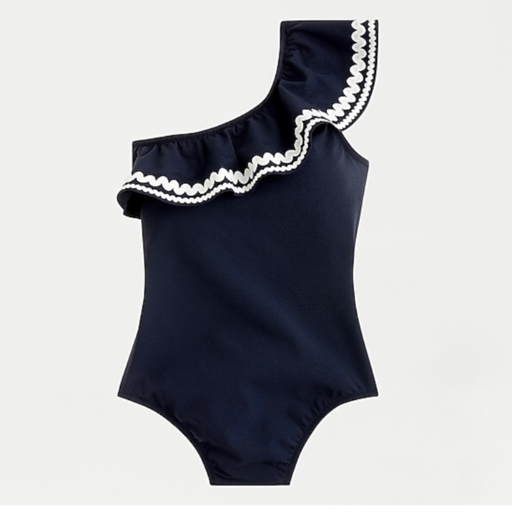 J. Crew One-Shoulder Ruffle One-Piece Swimsuit